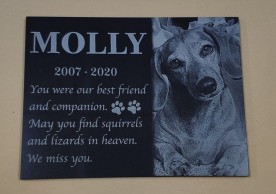 dog memorial stone with photo